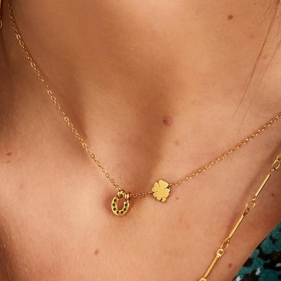 Necklace with horseshoe and clover Picture5